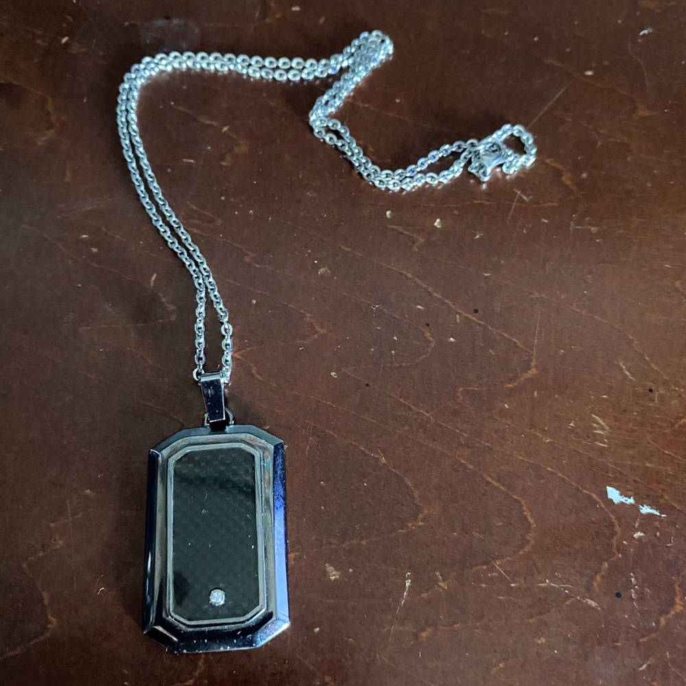 Stainless Steel diamond encrusted dogtag